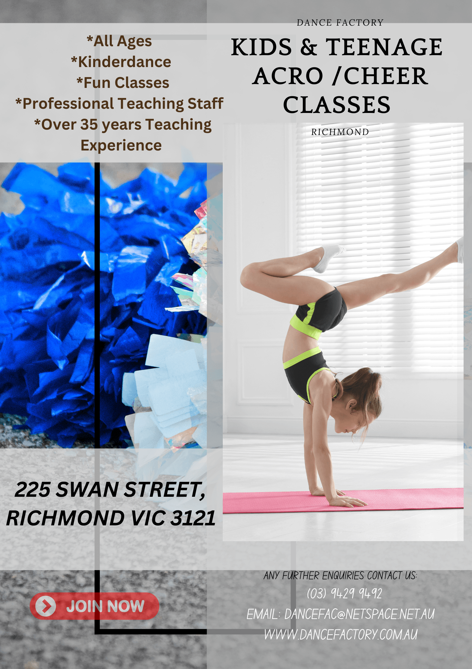 Kids Acro/ Cheer Classes Ages 7-14