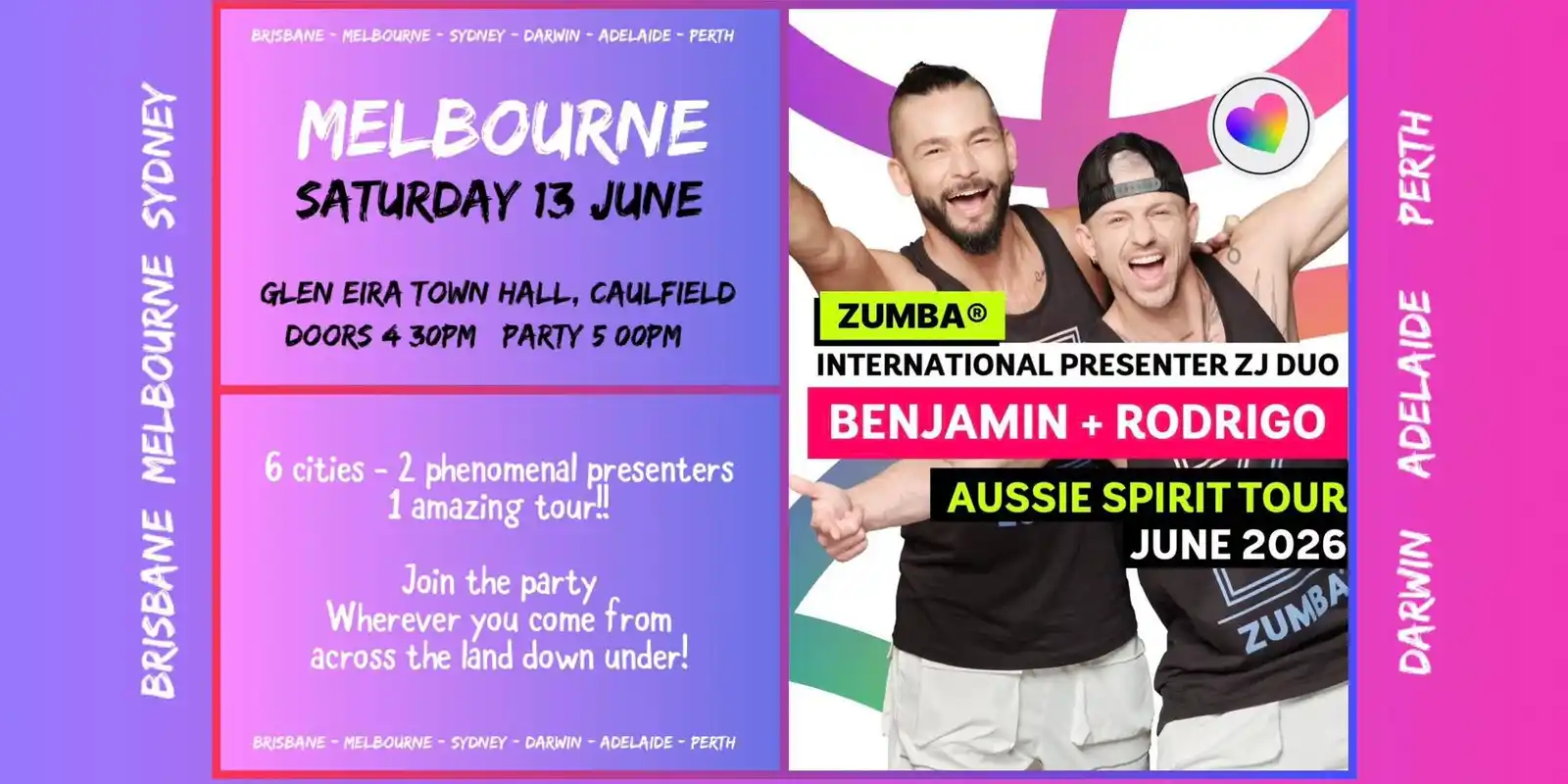 Benjamin & Rodrigo in Melbourne: Aussie Spirit Tour - United by Rhythm and Zumba love!