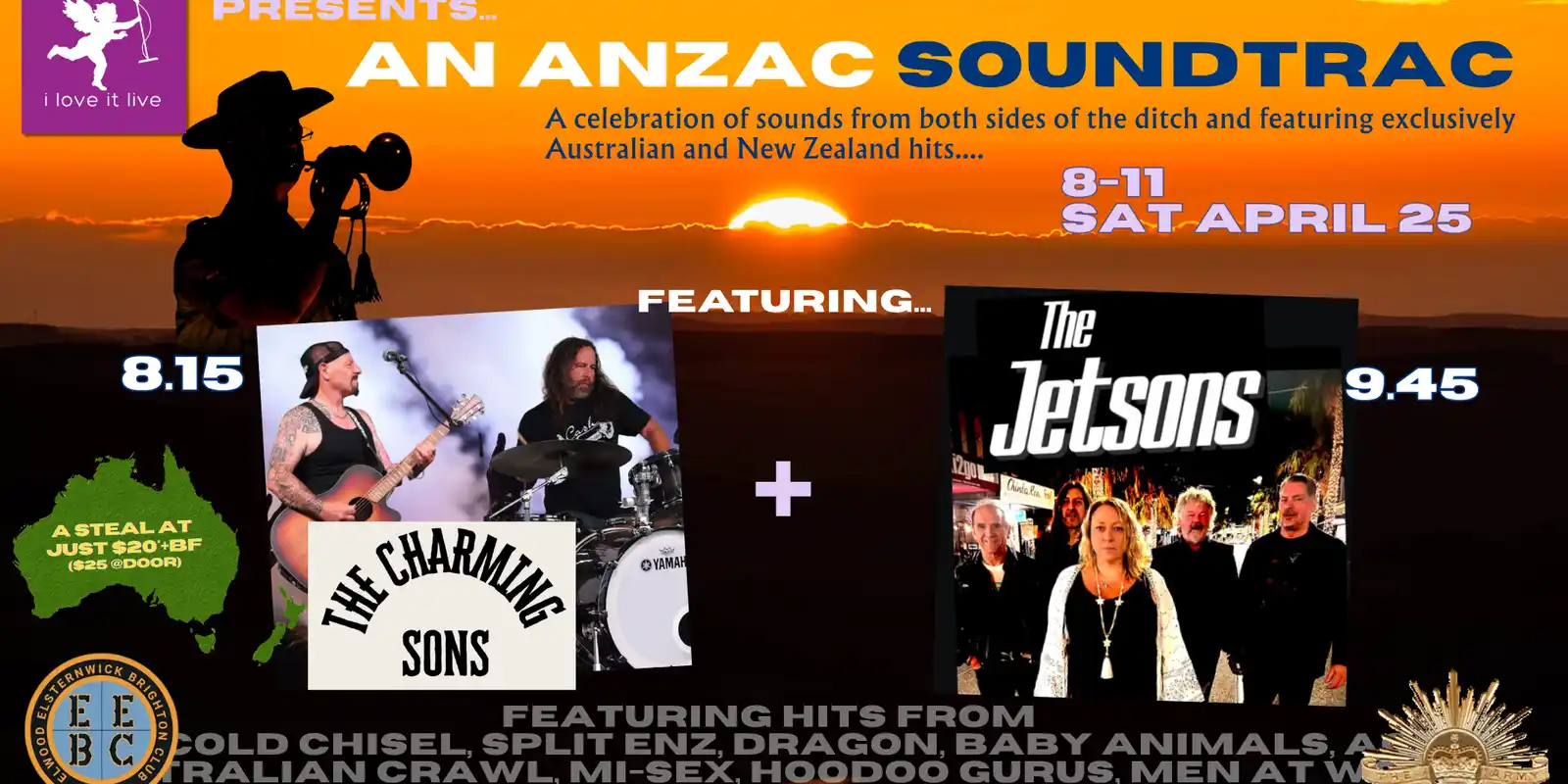 AN ANZAC SOUNDTRAC with THE CHARMING SONS and THE JETSONS