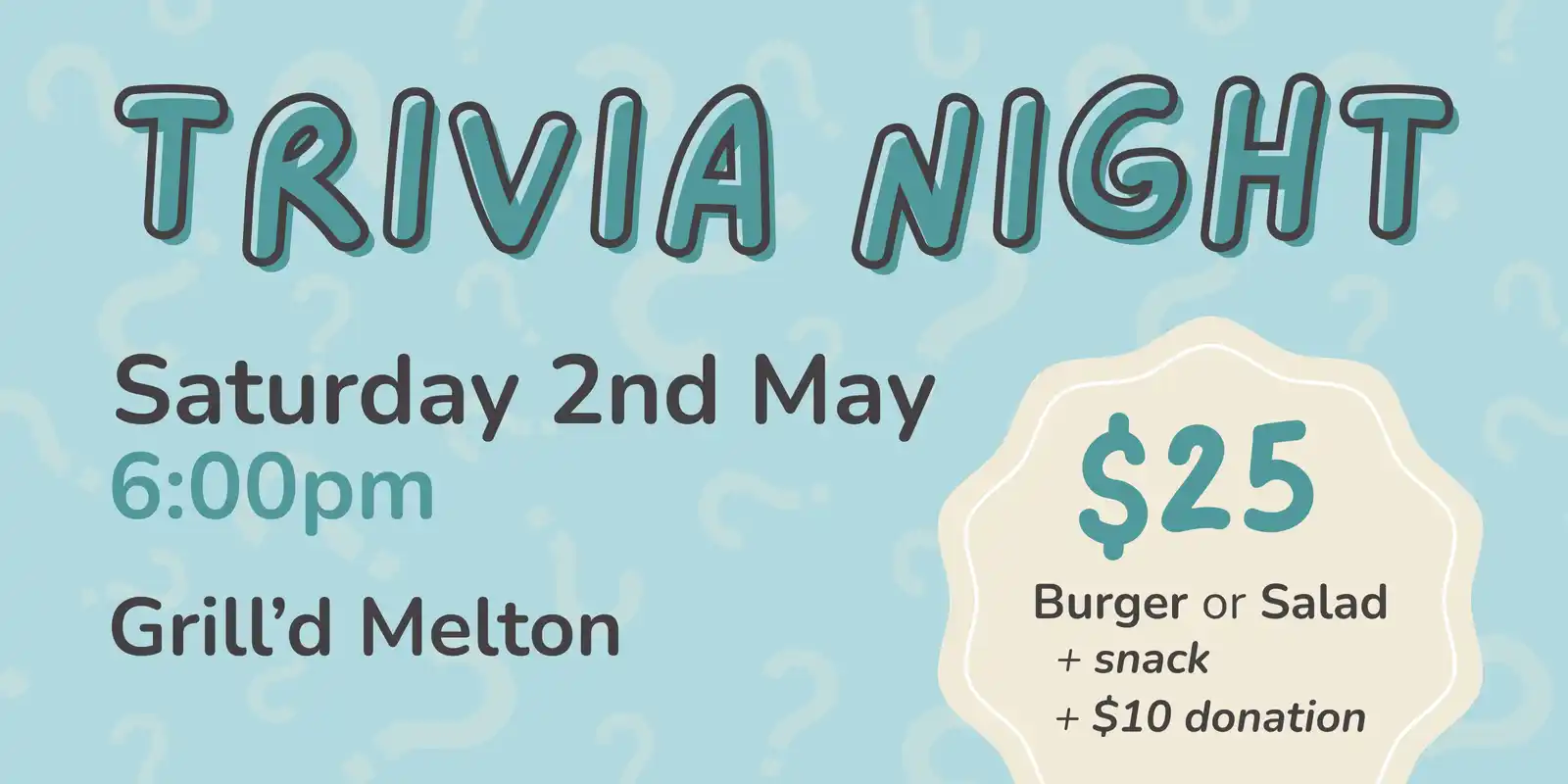 Trivia Night at Grill'd Melton - Support Hoppys Place Rescue