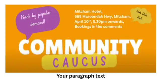 Community Caucus Catch up #2: for community minded Melbourne folks