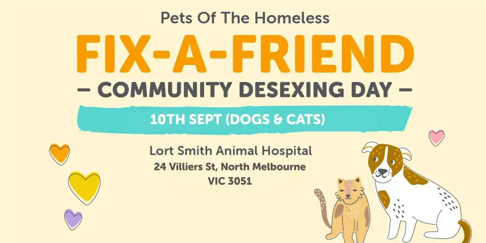 North Melbourne Lort Smith Fix-A-Friend Dogs & Cats 10th September