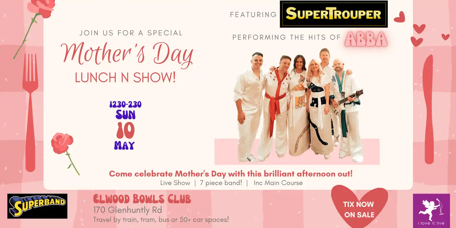 MOTHER'S DAY Lunch n Show featuring SUPER TROUPER playing ABBA!