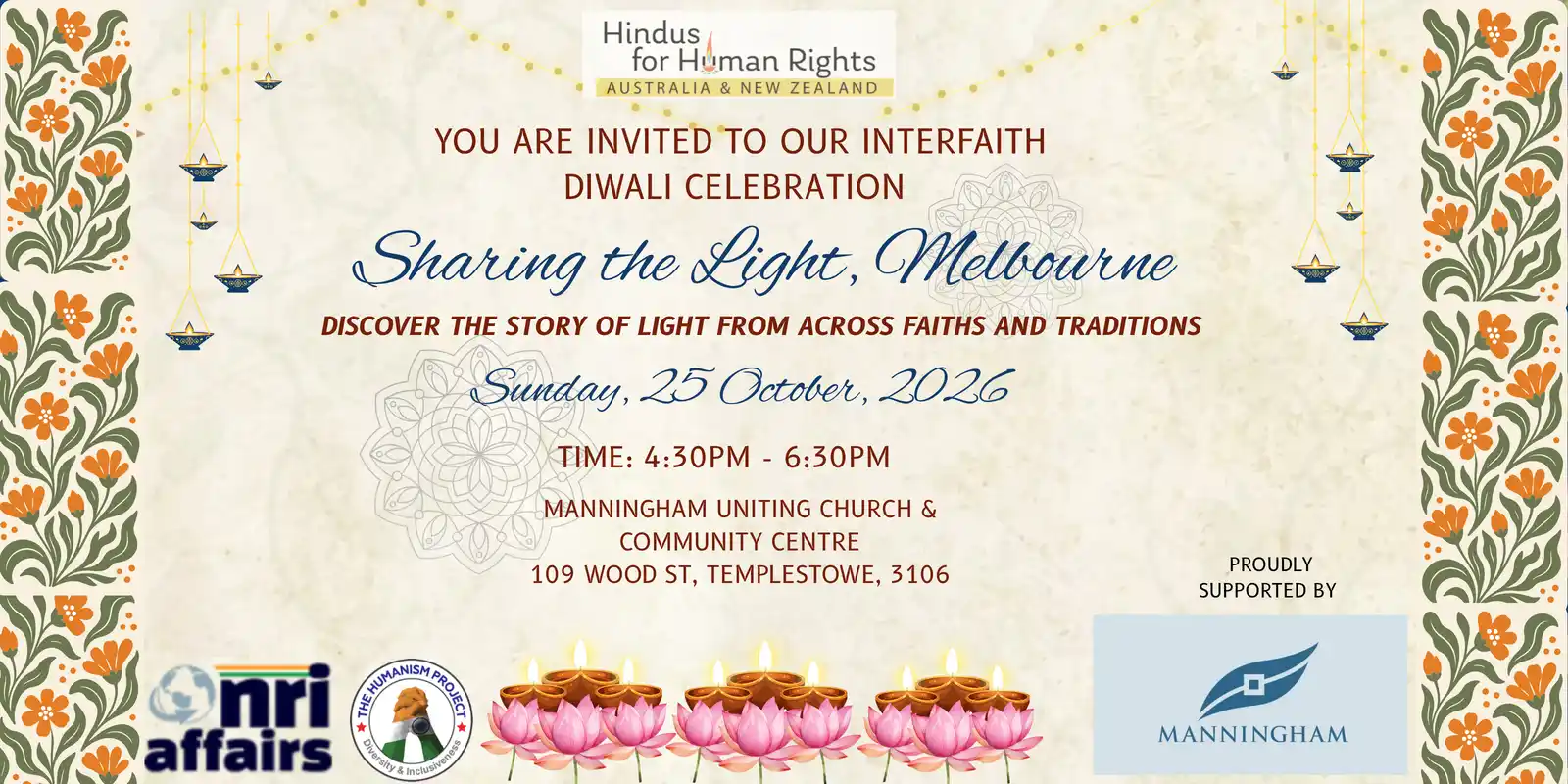 Sharing the Light, Melbourne - Interfaith Diwali Celebration