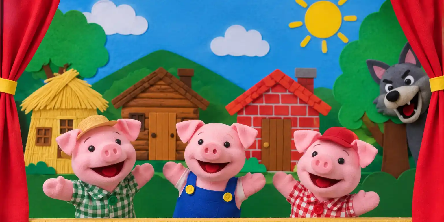 Three little pig puppet show
