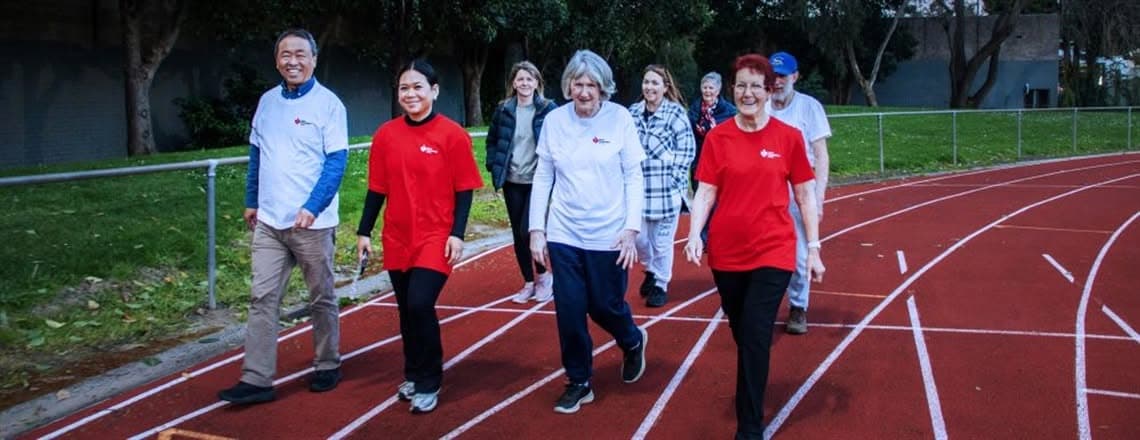 Walking at night at Town Park, Athletics Track