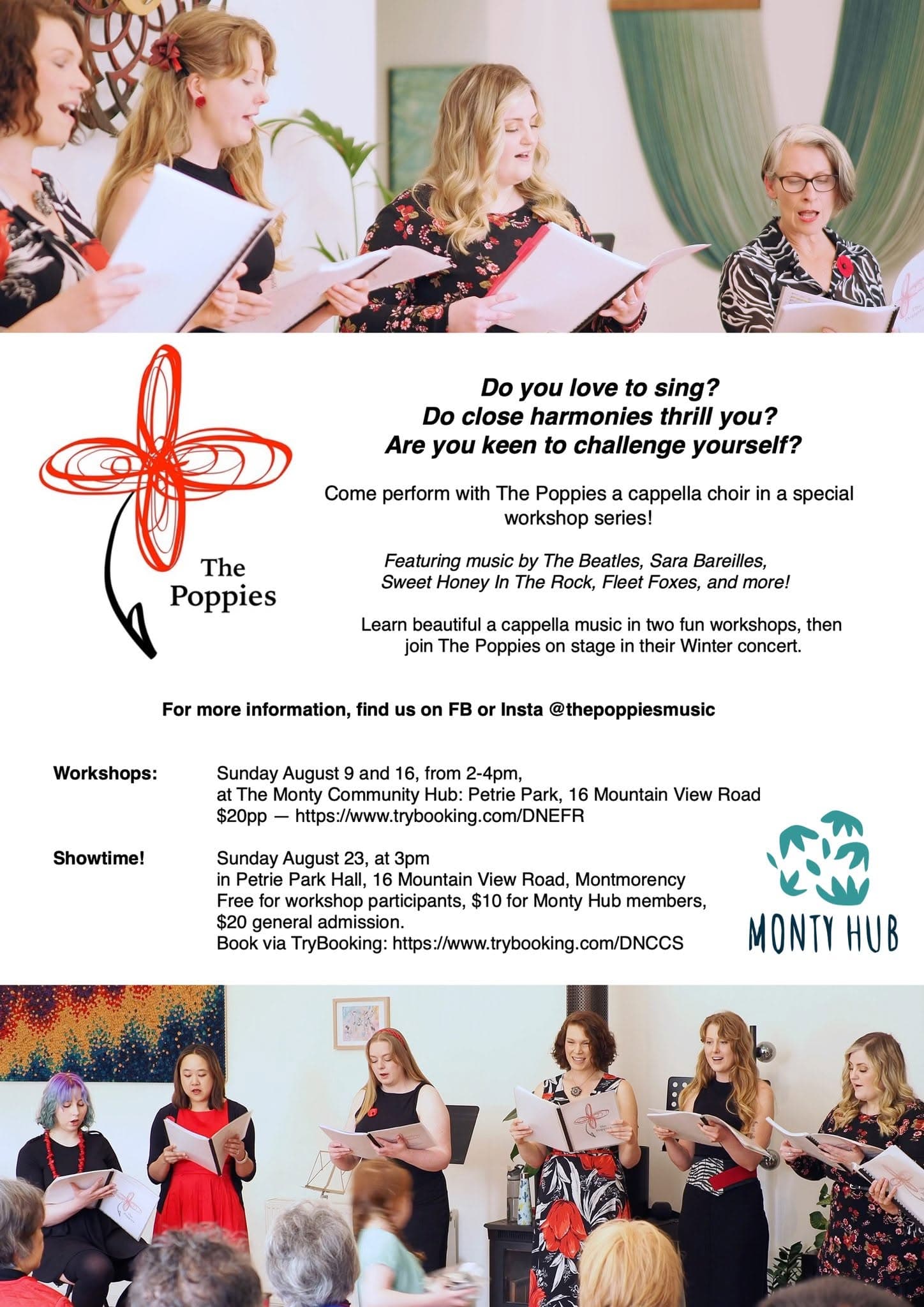 Sing with The Poppies: A Cappella Choral Workshops and Concert