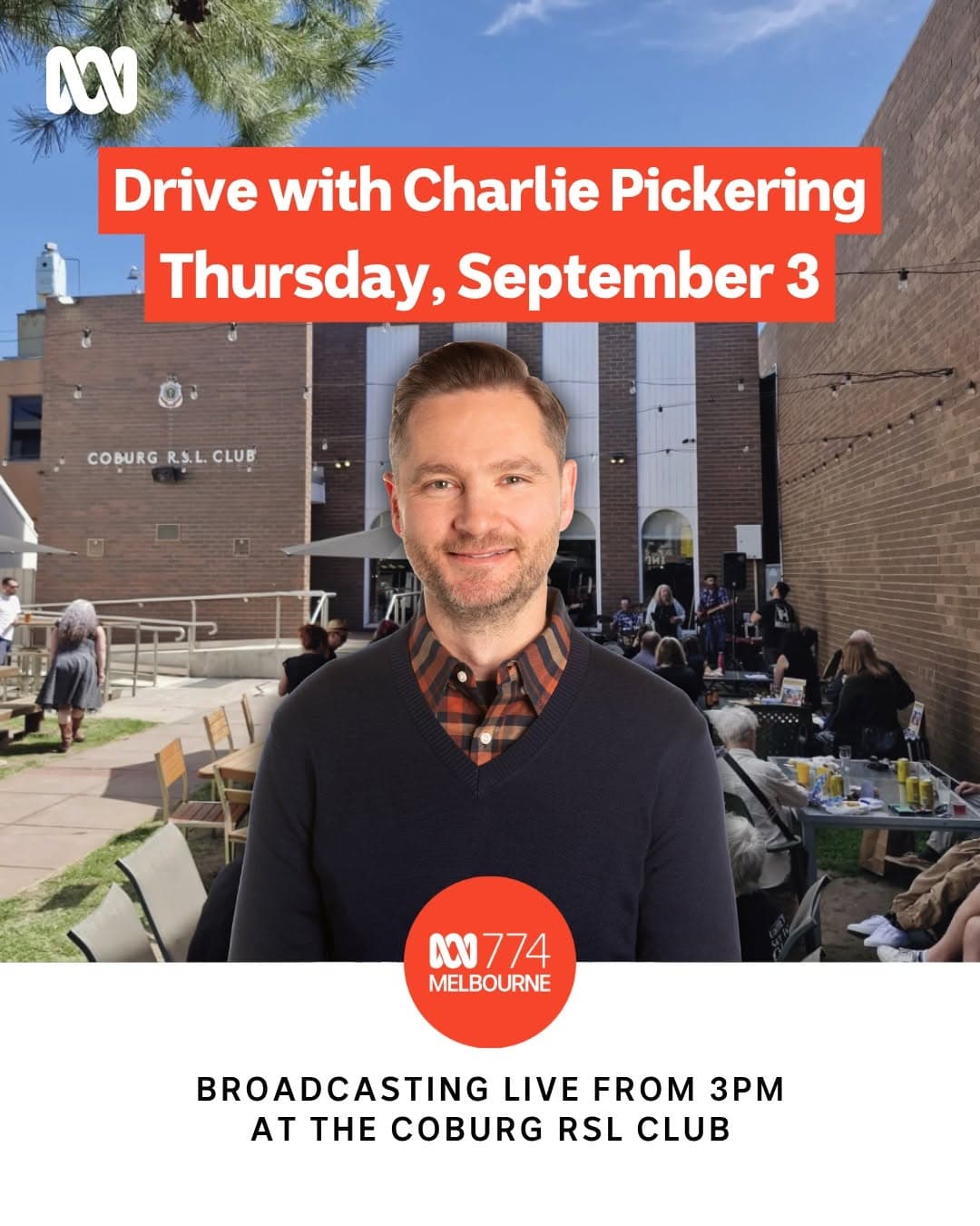 774 ABC Melbourne's Charlie Pickering is coming to Coburg RSL