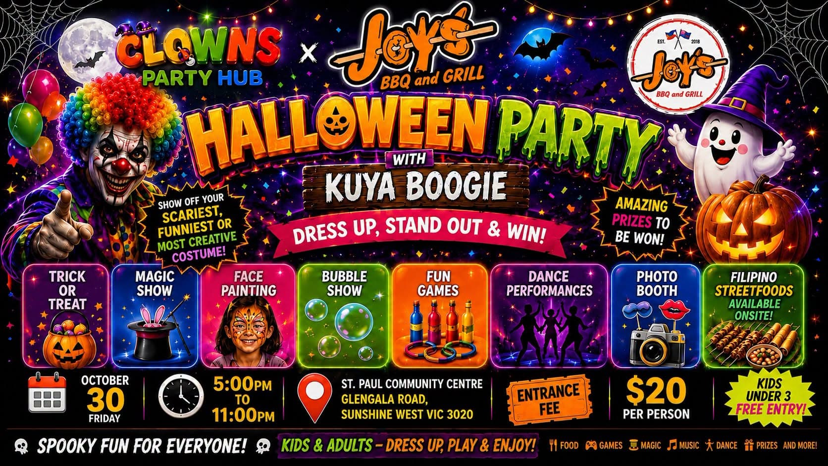 Holloween party with kuya boogie x Joyโs BBQ and Grill