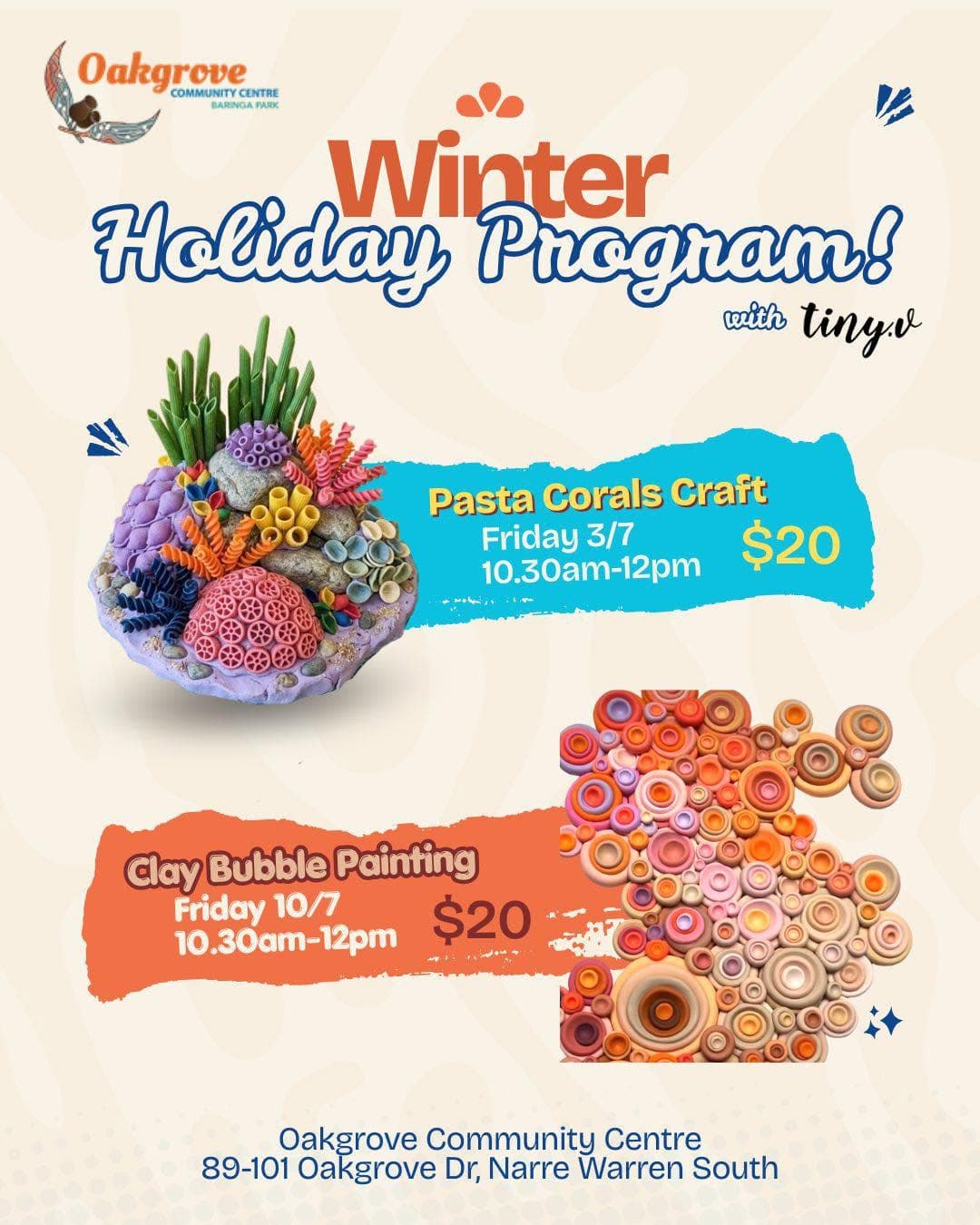 School Holiday Art Workshops-Pasta corals craft 3/7