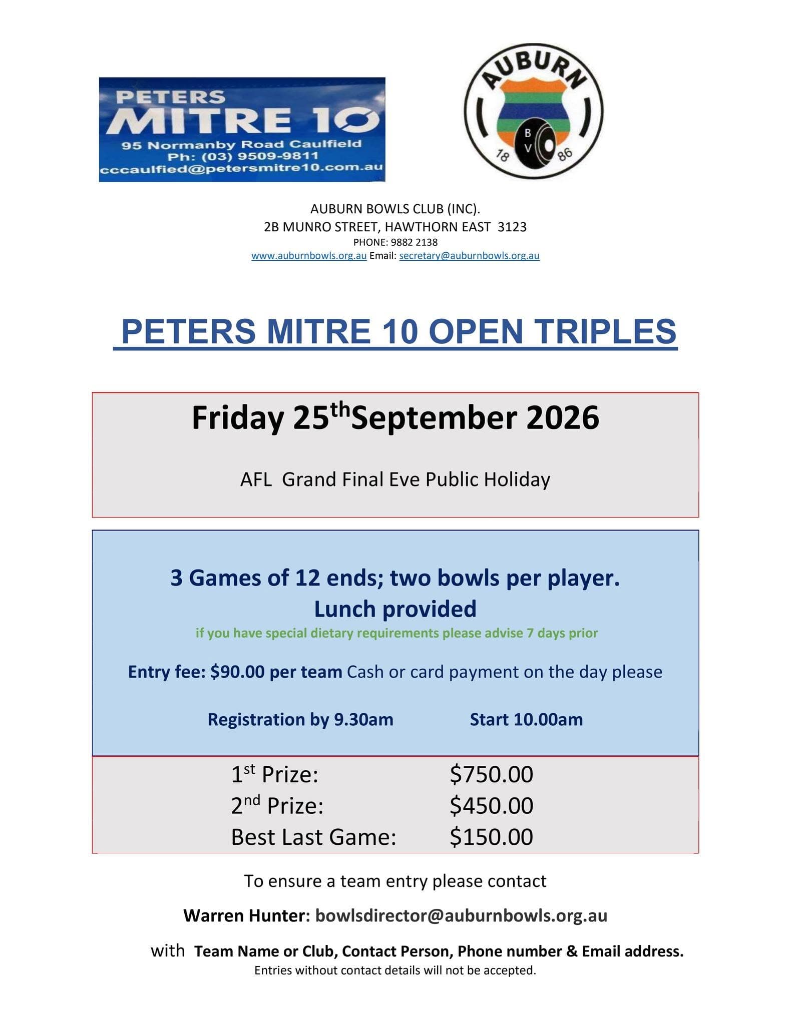 Peters Mitre 10 Open Triples