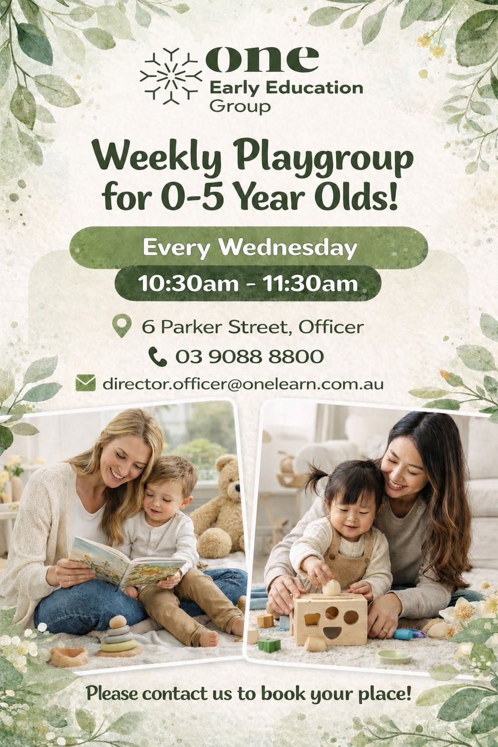 ONE OFFICER WEEKLY WEDNESDAY PLAYGROUP 0-5 YEARS